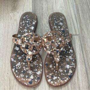 Auth Tory Burch  Miller sandals Welt Confetti Cork Ivory SZ 7.5
